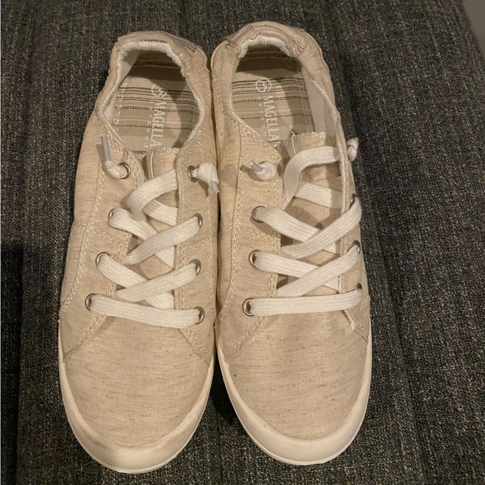 Magellan womens beige canvas shoes. Worn once or twice.
